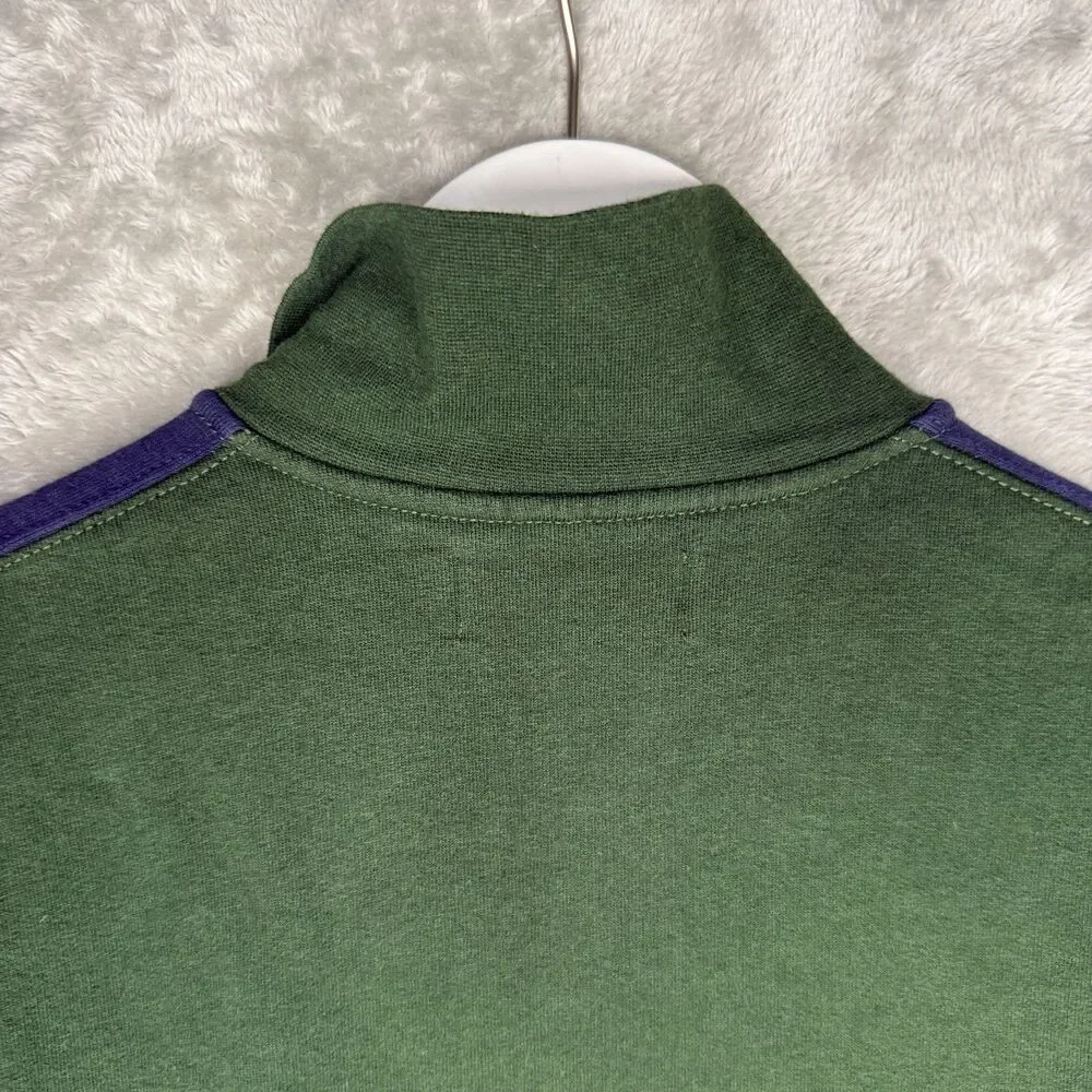 Polo Ralph Lauren Track Jacket Mens Medium Green Blue Stripe Full Zip Mock Neck